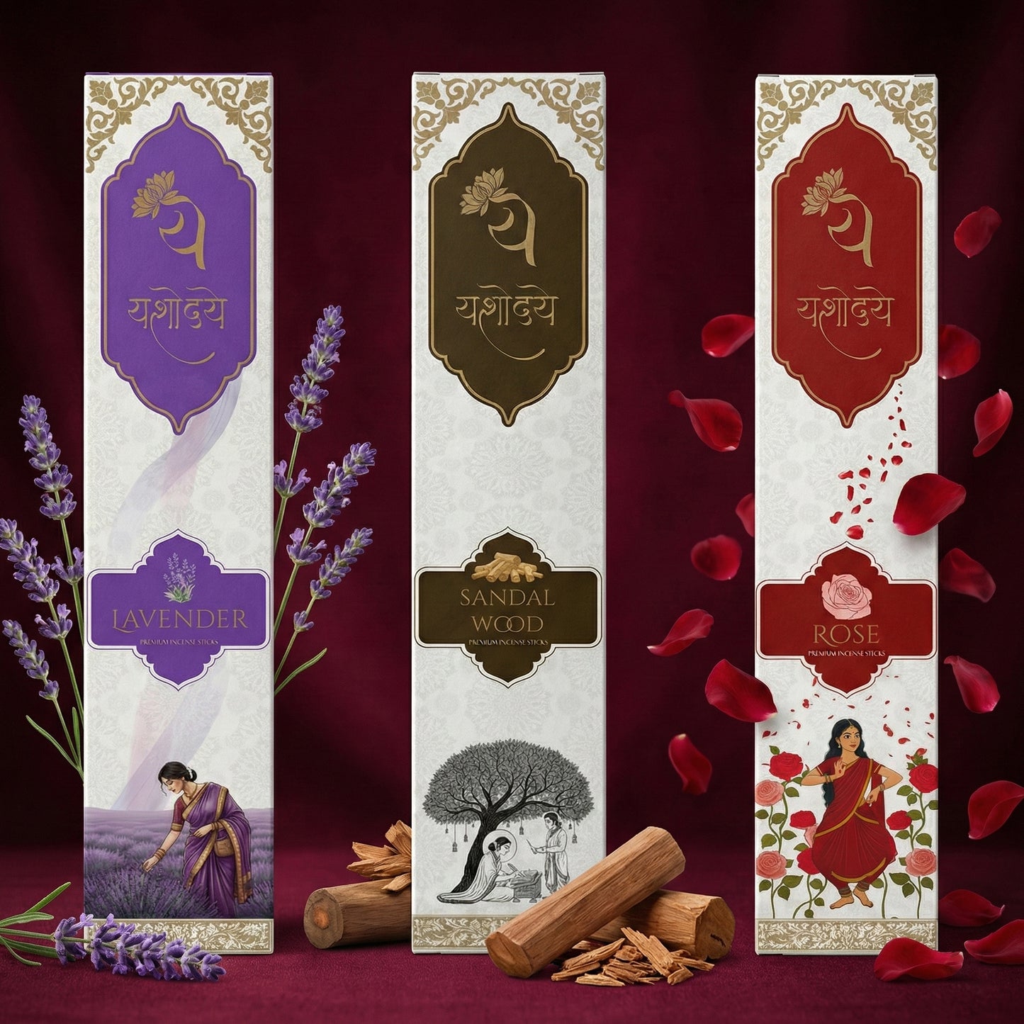 Yashodaye Mega Purity Combo - 6 Boxes Pack (2 Rose + 2 Sandalwood + 2 Lavender)