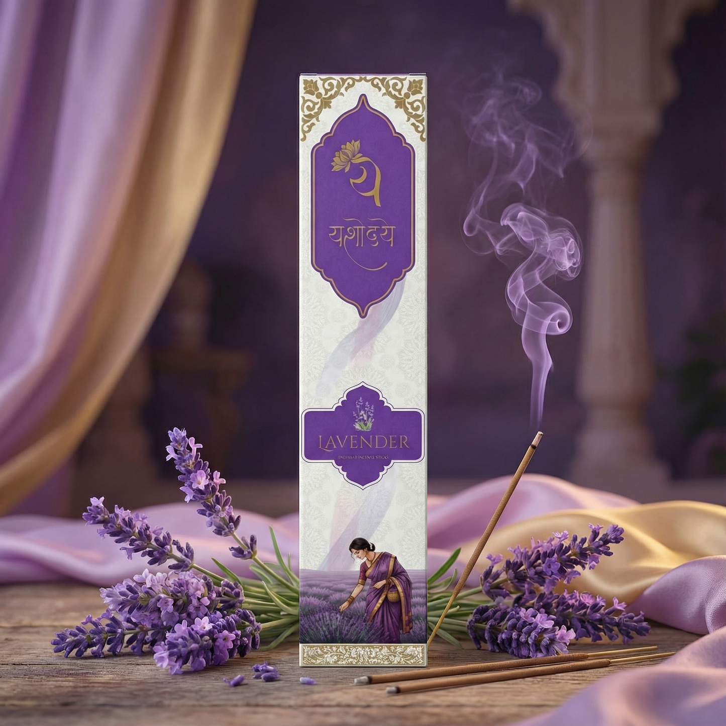 Yashodaye Calming Lavender Mega Combo - 9 Boxes Pack | 100% Natural & Charcoal-Free Lavender Agarbatti